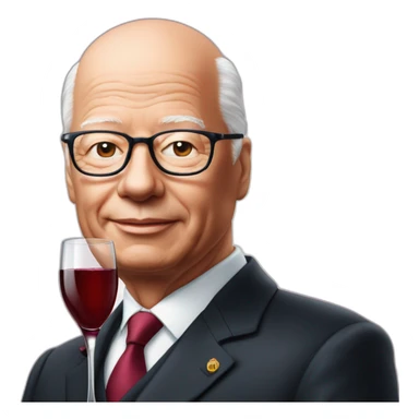 Klaus Schwab avec un verre de vin rouge sticker