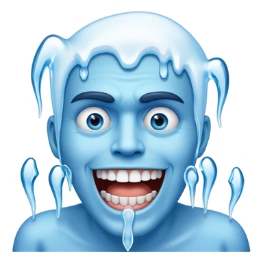 Shivering blue face with chattering teeth and icicles sticker
