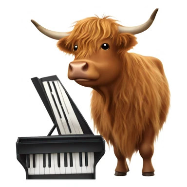 Highland Cow playing the piano  sticker
