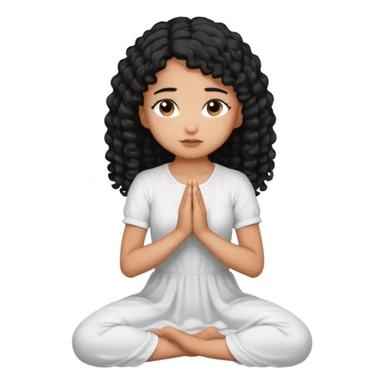 girl praying on knees curls black hair brown skin sticker