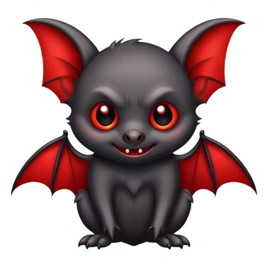 cute black vampire bat with red details sticker