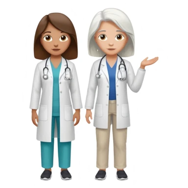 physiotherpay session for a long brown hair woman. but physio is a white hair woman. and they dont like like in the hospital  sticker