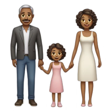 Mother father with two daughters sticker