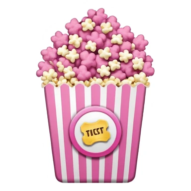 pink popcorn with cinema tickets sticker