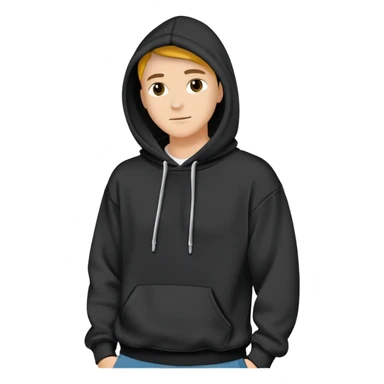blank black hoodie with no model wearing it with a relax fit sticker