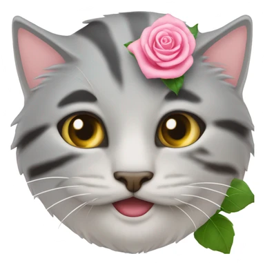 Un chat avec une rose dans l’oreil  sticker