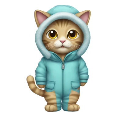cat wearing snowsuit sticker