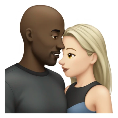 White girl dark hair kissing bald black man sticker
