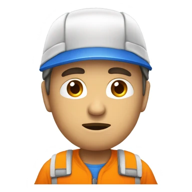 Técnico que repara electrodomésticos, con una gorra naranja y una camisa azul con blanco, triste con una cara triste sticker