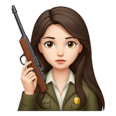 A brunette with long hair girl who is about to kill herself with a littlr gun pointed at her temple sticker