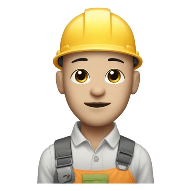 Pale man, thick black eyebrows, bald head, holding a grey cat, dressed as a construction worker sticker