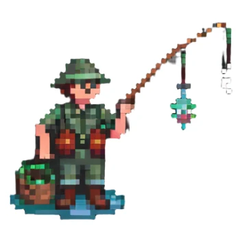 fisherman holding a fishing rod sticker