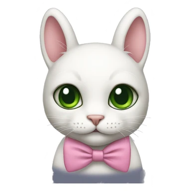 Cat in a bunny costume with pink bow tie and dark green eyes sticker