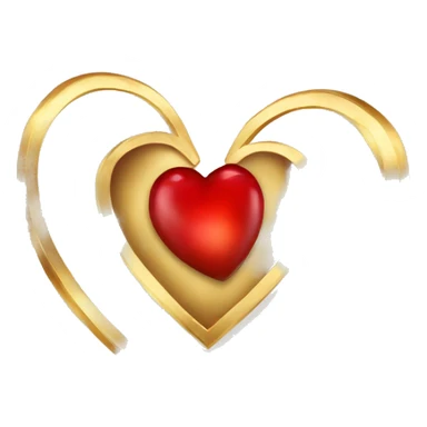  red heart with depth and gold shine sticker