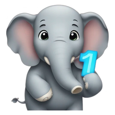 close up of an elephant holding a big sign that says #1Fan sticker