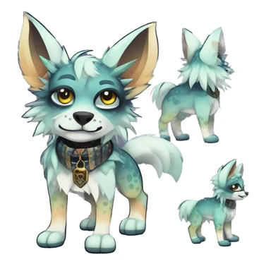 cute cool edgy fantasy animal fursona creature by griffsnuff & LiLaiRa & Falvie with cool colors with patterns and a spiked collar full body sticker