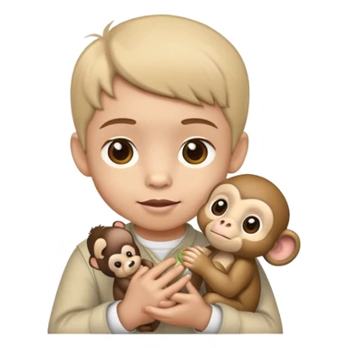 child holding monkey sticker