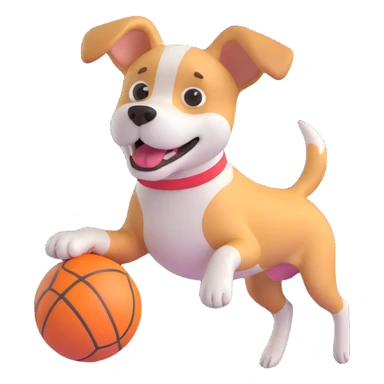 happy dog running after ball sticker