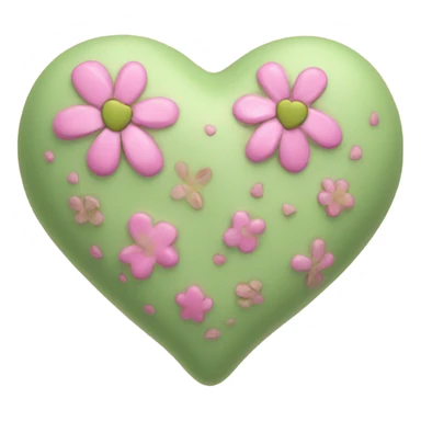 pistachio green Color heart decorated with pink flowers sticker