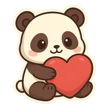 Chibi Panda Hugging Heart sticker