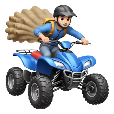 man riding an ATV, dynamic action pose, off-road vehicle, dust trail, 3D cartoon, mobile game icon style, clean background, no text, no watermark

 sticker