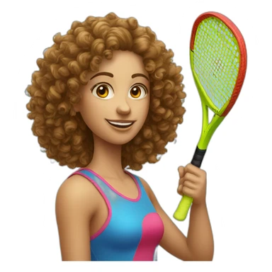 Photo-real-curly girl-playing padel sticker