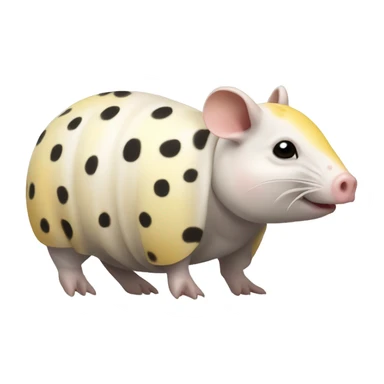 White chubby armadillo pig with yellow and black spots and cute face sticker