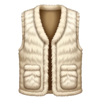 A plain, fluffy fur vest in near-white cream color without pockets sticker