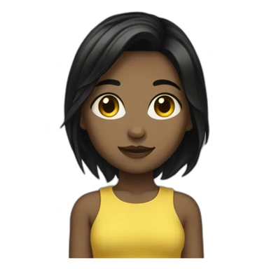 girl black hair black glass yellowskin one sticker