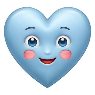 apple style emoji heart in soft muted blue, simple and light-hearted sticker