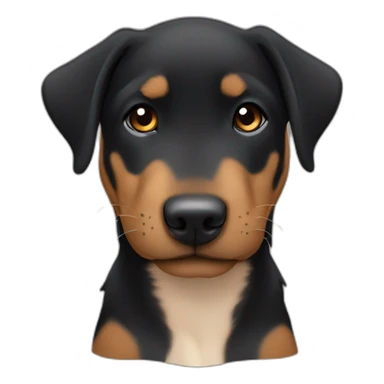 Sleeping black and brown beauceron puppy with white chest and chin sticker