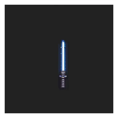 pixel art of a lightsaber with the words 'Hello there' sticker