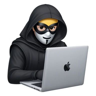 masked man on a laptop sticker