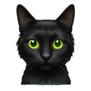 black long haired cat with lime green eyes sticker