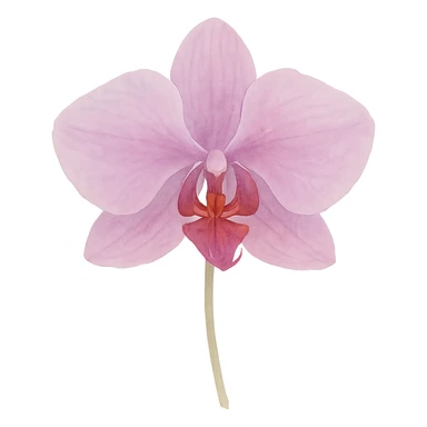 very detailed orchid, delicate petals, vibrant purples and pinks, soft gradients, realistic botanical details, watercolor art style sticker