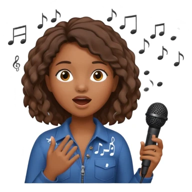 African American girl singing with microphone in her hand Abe music notes everywhere floating around sticker