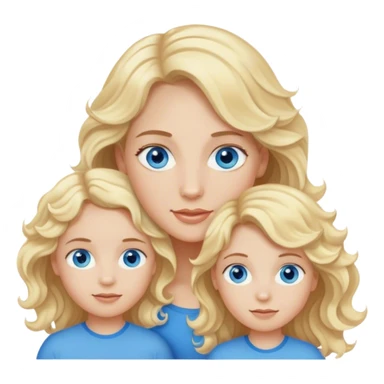 Wavy blonde hair mom with blond hair blue eyes boy and girl twins sticker