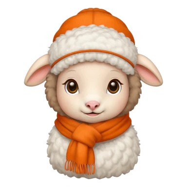 baby sheep with orange scarf and brown hat sticker