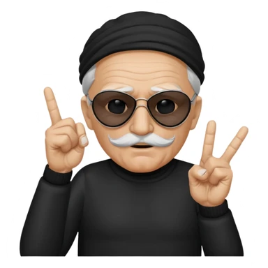 Some white old guy with a mask on and black shades with it also holding up the middle fingers sticker