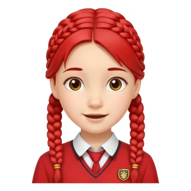 A girl with two braids and school red uniform  sticker