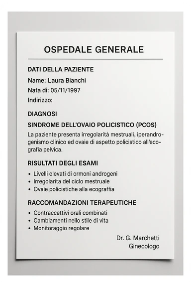 Diagnosi di PCOS data dal ginecologo in italiano sticker