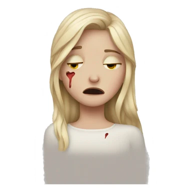 White girl with a broken heart crying  sticker