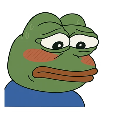 pepe the frog with an embarrassed expression sticker