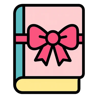 light pink book with a pink bow icon sticker