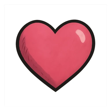 bold ghibli style icon of a pink heart sticker