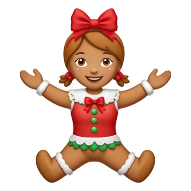Christmas cookie with arms and legs but make it female gender, wearing red bow on her head sticker