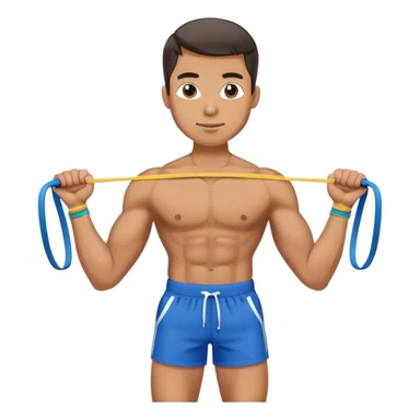 fit man with blue shorts resistance bands exercises sticker