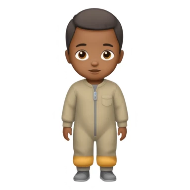 Black baby with straight face in a grey jumpsuit sticker