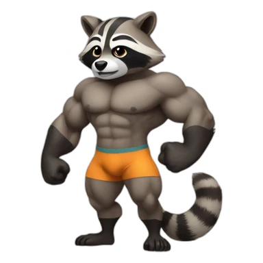 Raccoon bodybuilding sticker