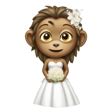 Monkey on a wedding day with white dress sticker
